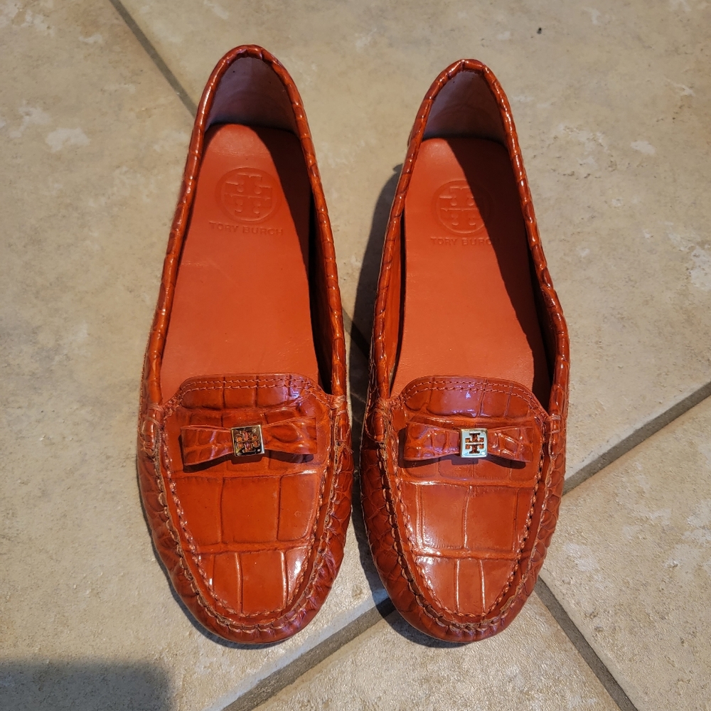 Tory Burch loafer shoes.
